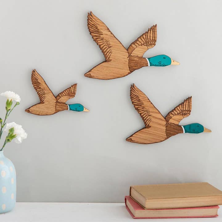 The Bespoke Workshop - Wholesale Wall Accent - Retro set of flying ducks