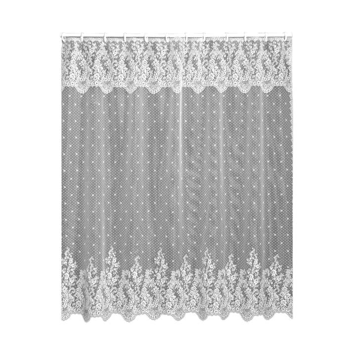 Heritage Lace - Wholesale Shower Curtain - Cottage Floral Floret 72x72 Lace Shower Curtain White