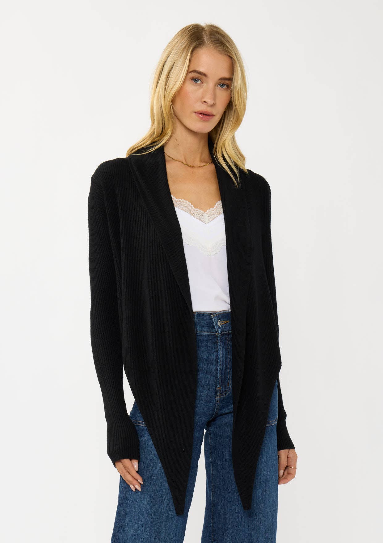 Lovestitch - Wholesale Cardigan - Women's - Waffle Knit Long Sleeve Tie Front Cardigan69