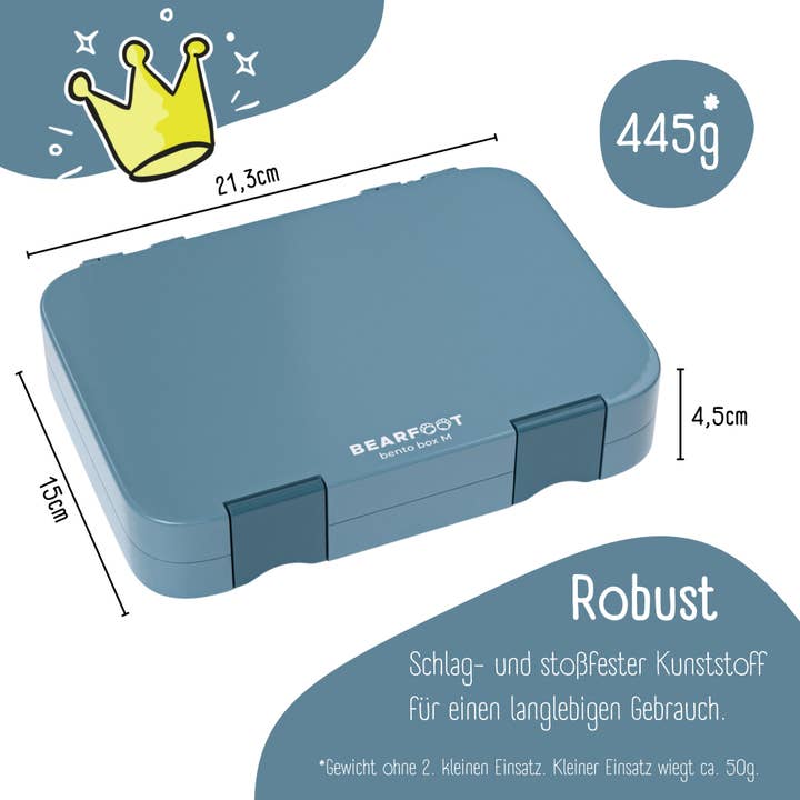 BEARFOOT – wholesale Lunch bag/box – Kids – Children's lunch box with compartments, lunch box, bento box - blue