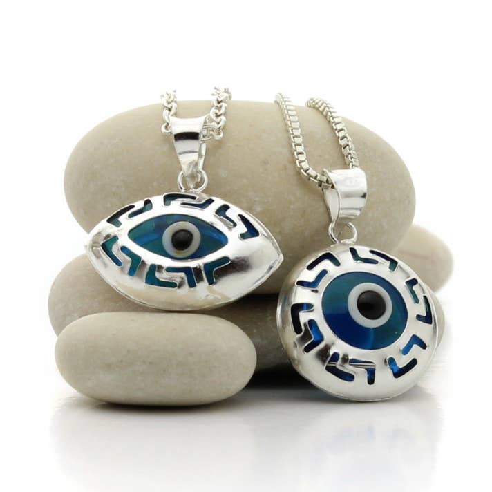 Turkish Eye Filigree Pendant in 925 Silver for wholesale by UniArt
