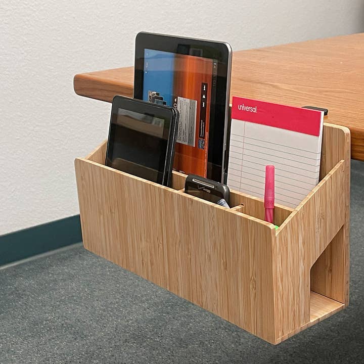 MobileVision - Wholesale Desk Organizer - Bamboo Side Desk Organizer with Clamp3