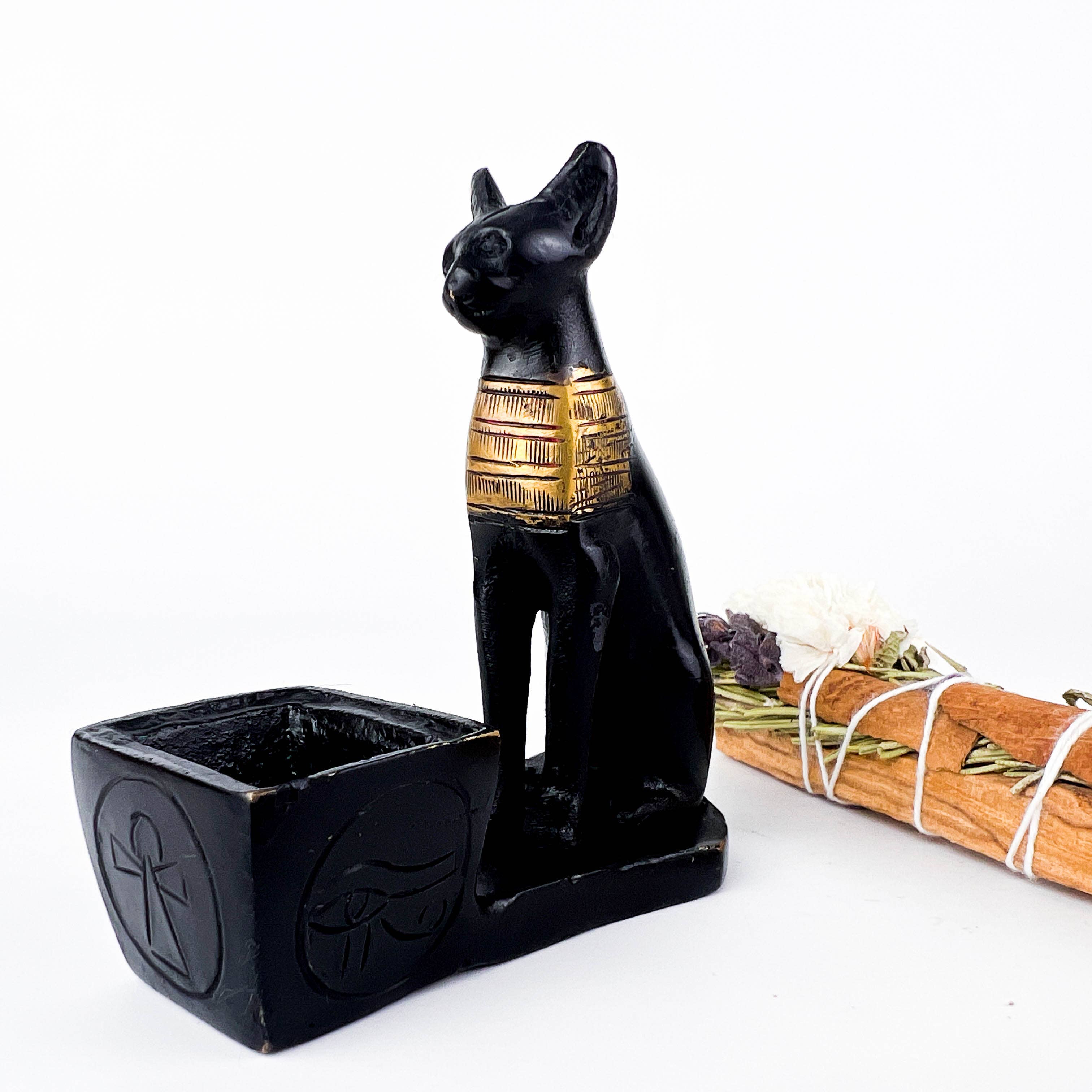 GREENROOTS USA LLC – Porta-incenso por atacado – Queimador de Latão Egípcio Bast com Acabamento em Bronze (Preço por Unidade)3