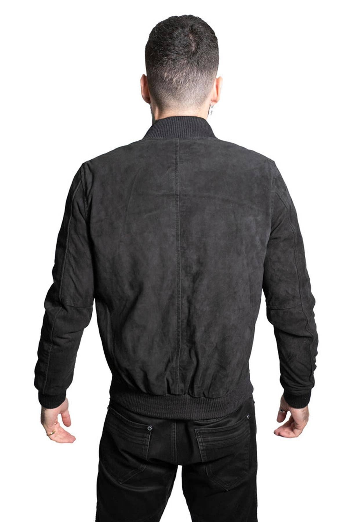 Infinity Leather (Upperclass Fashions Ltd) - Wholesale Bomberjack - Heren - Heren Retro Geiten Suède Varsity Leren Bomberjack-Athene18