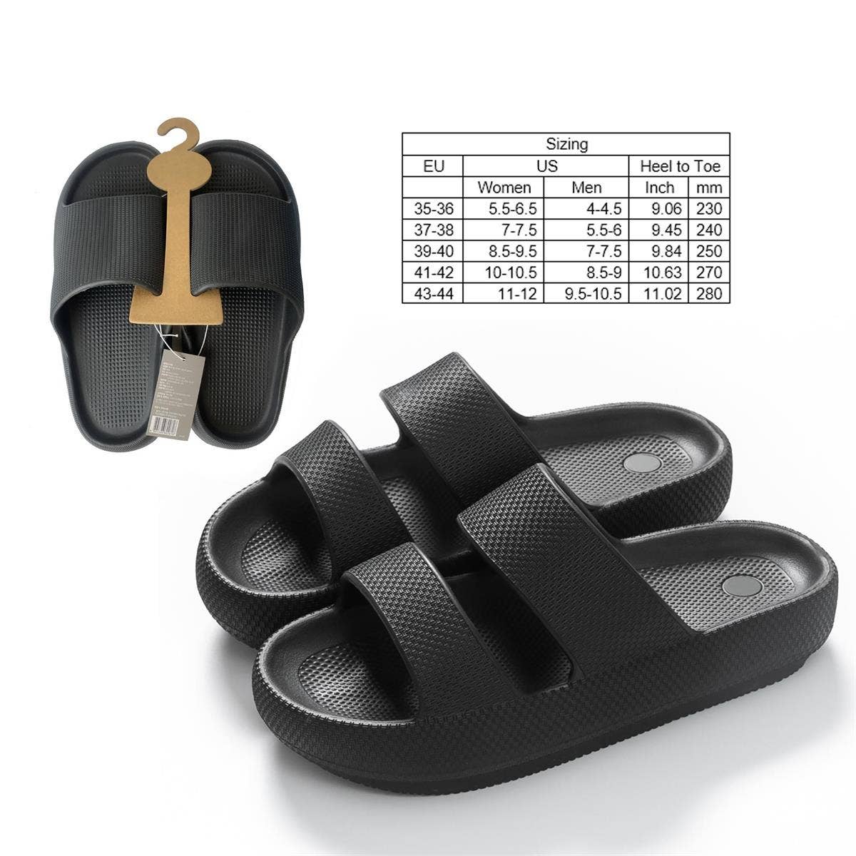 Bodico - Wholesale Slides - Women's - Bodico Adult Duo Strap Plush Slides, 4 Sizes, 5 Colors0