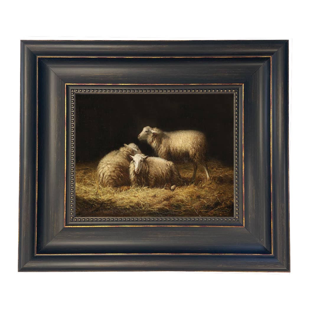 Madison Bay Co. - Historical Home Decor Reproductions - Wholesale Painting/Drawing - Sheep in the Hay Framed Painting Print on Canvas30