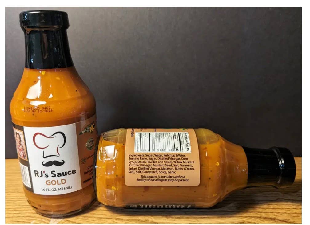RJ's Sauces - Wholesale BBQ Sauce - RJ's Gold Sauce - 16 Ounce Glass Bottle 3