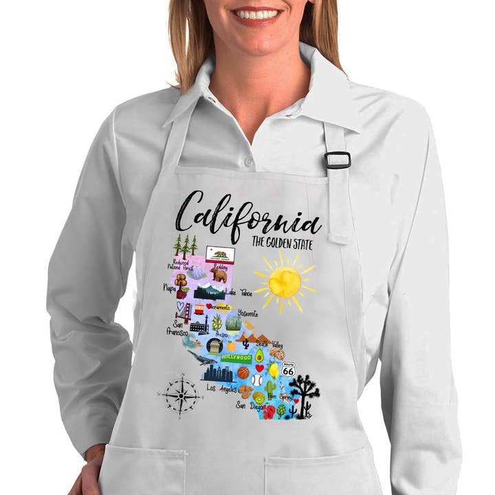 California State Map Souvenir Cotton Apron for wholesale by Avery Lane Gifts