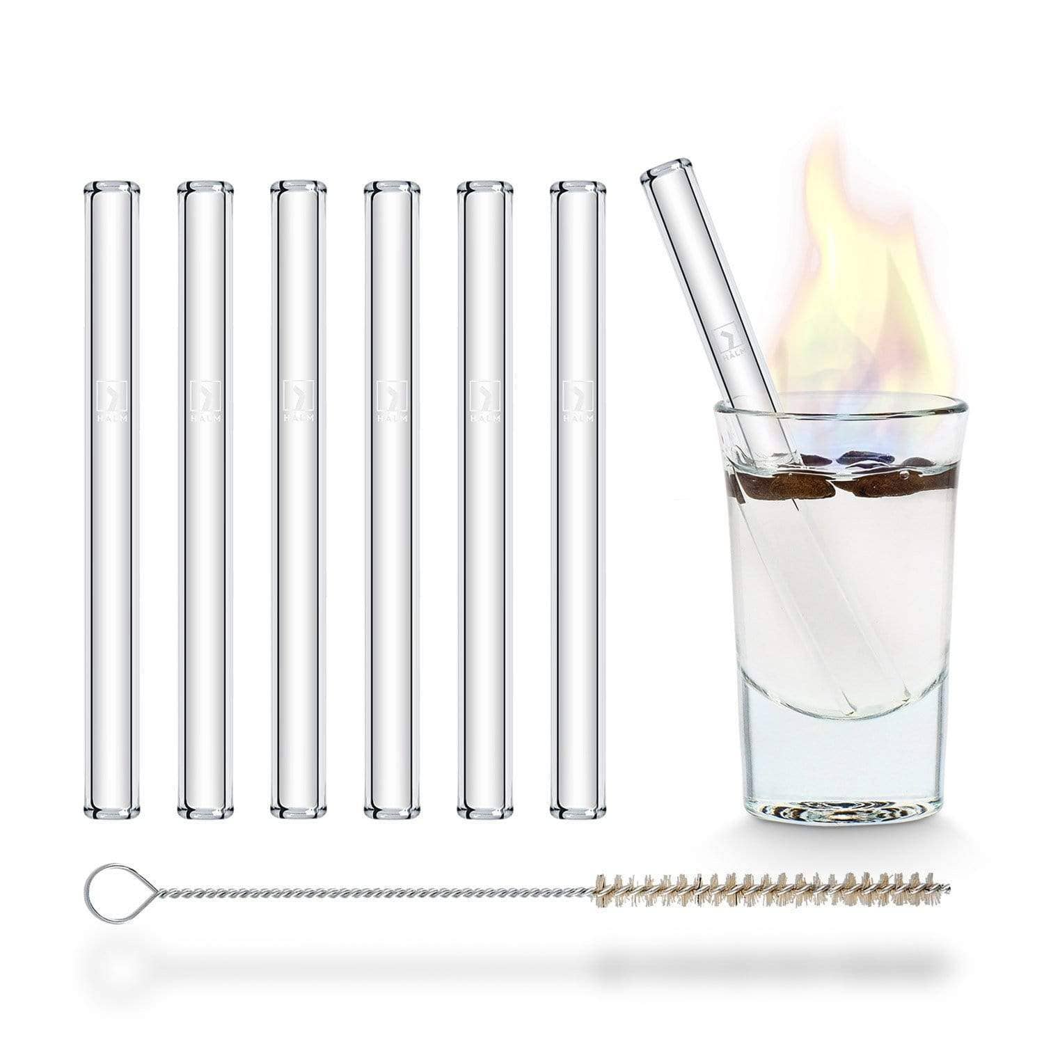 HALM Straws – wholesale Drinking straw – 6x 10cm (straight) glass straws0