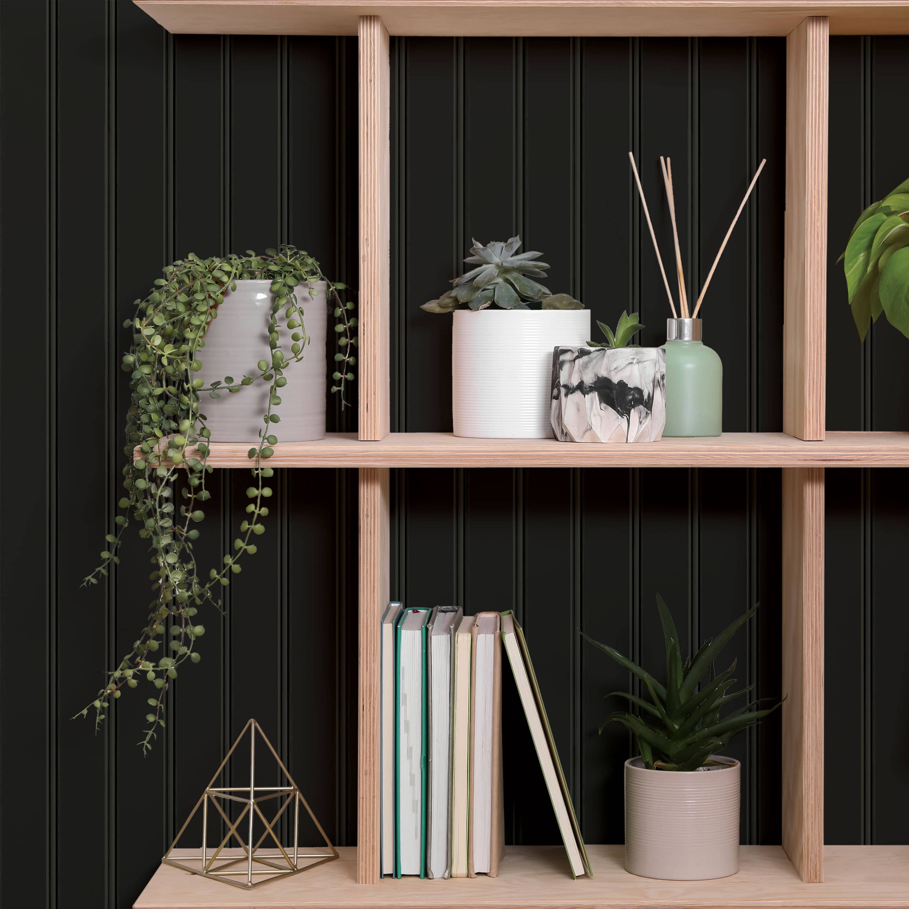 Beadboard Onyx Black Peel and Stick Wallpaper, 28 sq. ft. for wholesale on Faire1