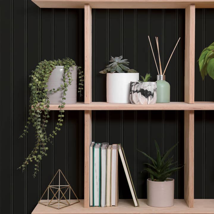 Beadboard Onyx Black Peel and Stick Wallpaper, 28 sq. ft. for wholesale on Faire1