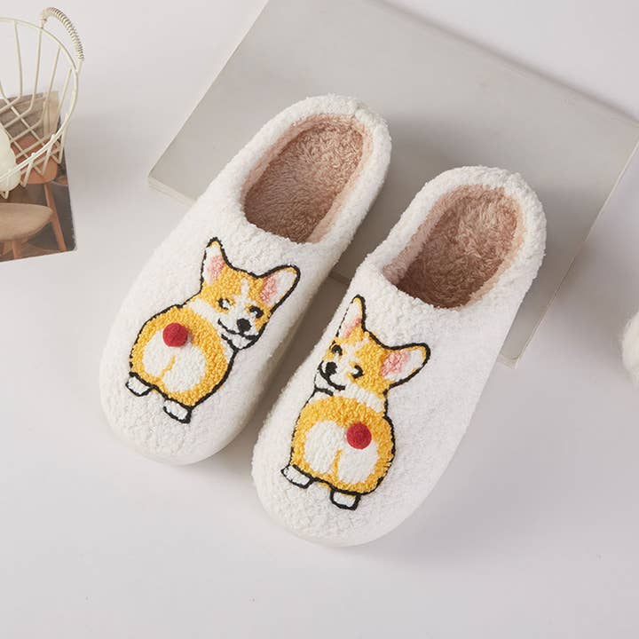Sensibling Corp. - Wholesale Slippers - Women's - 6Pairs - Corgi Cozy Fleece Home Indoor Floor Slippers3
