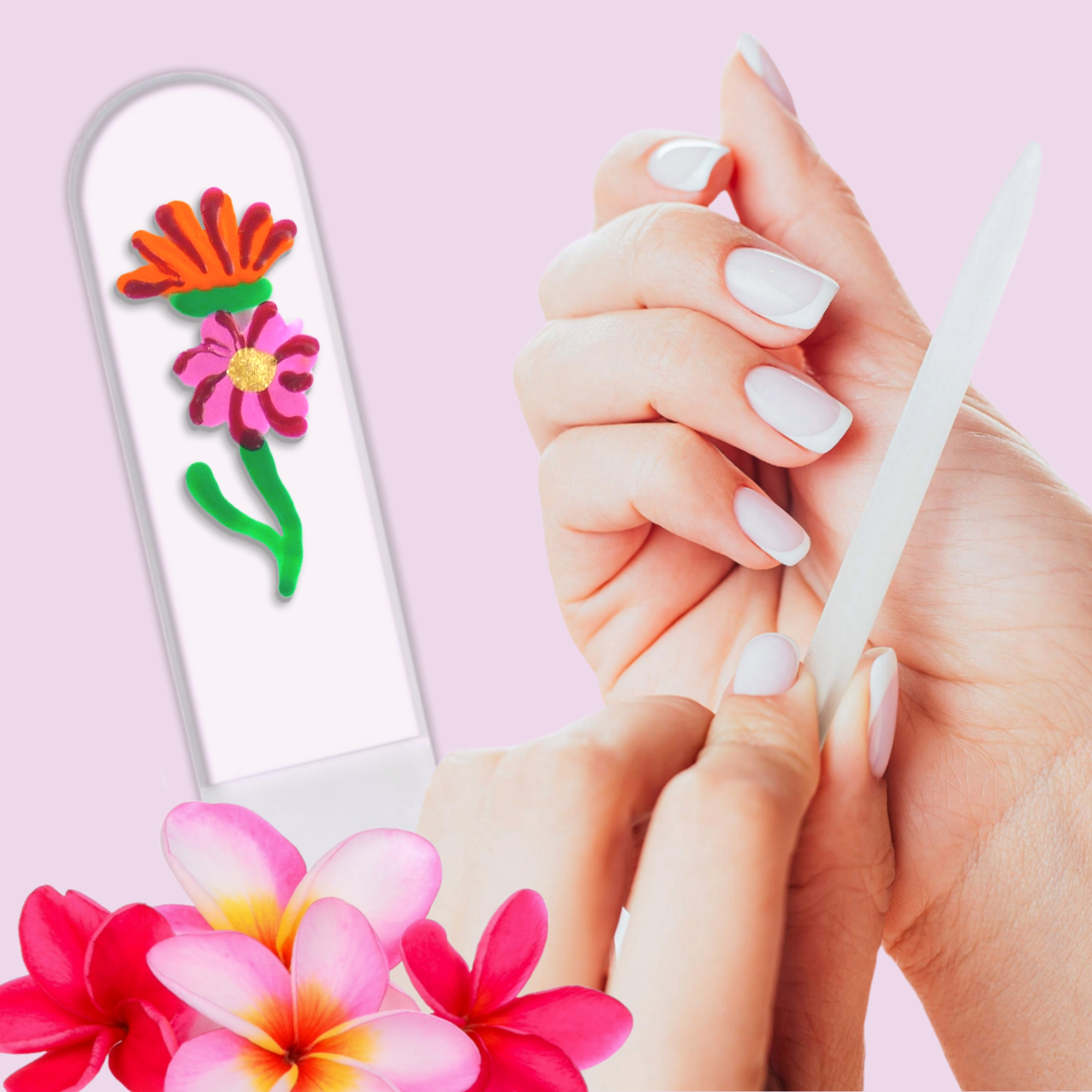 Classy Nail Files - Venta al por mayor Limas de uñas - Lima de uñas de cristal checo pintada a mano con flor de gerbera.7