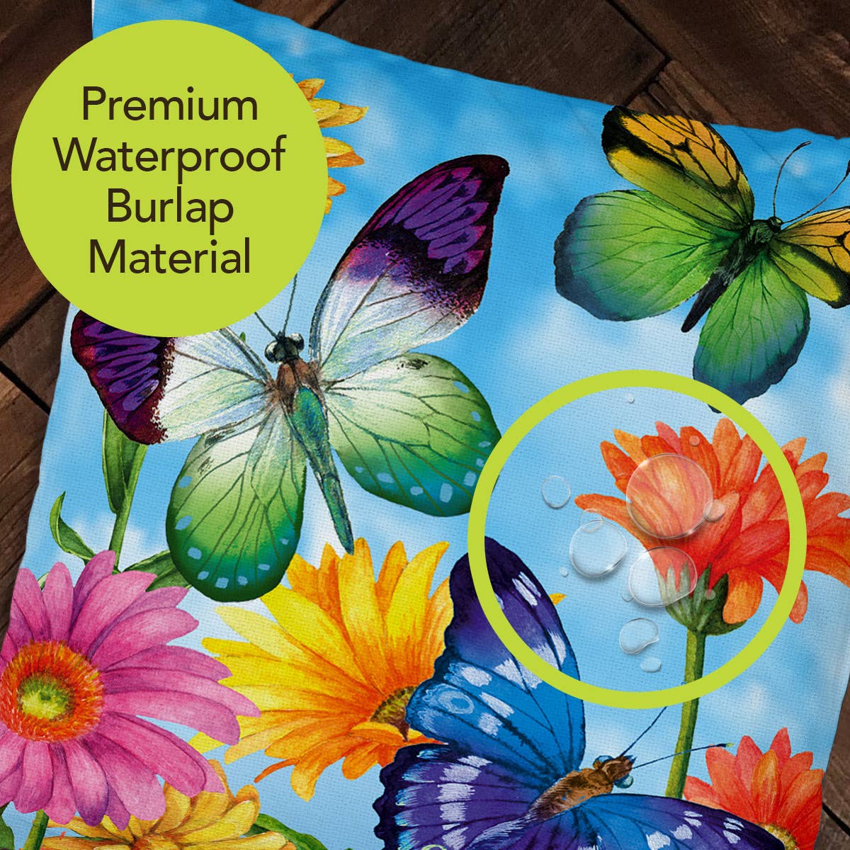 Briarwood Lane - Vente Coussin décoratif - Coussin printanier Fluttering Butterflies 17" x 17"2