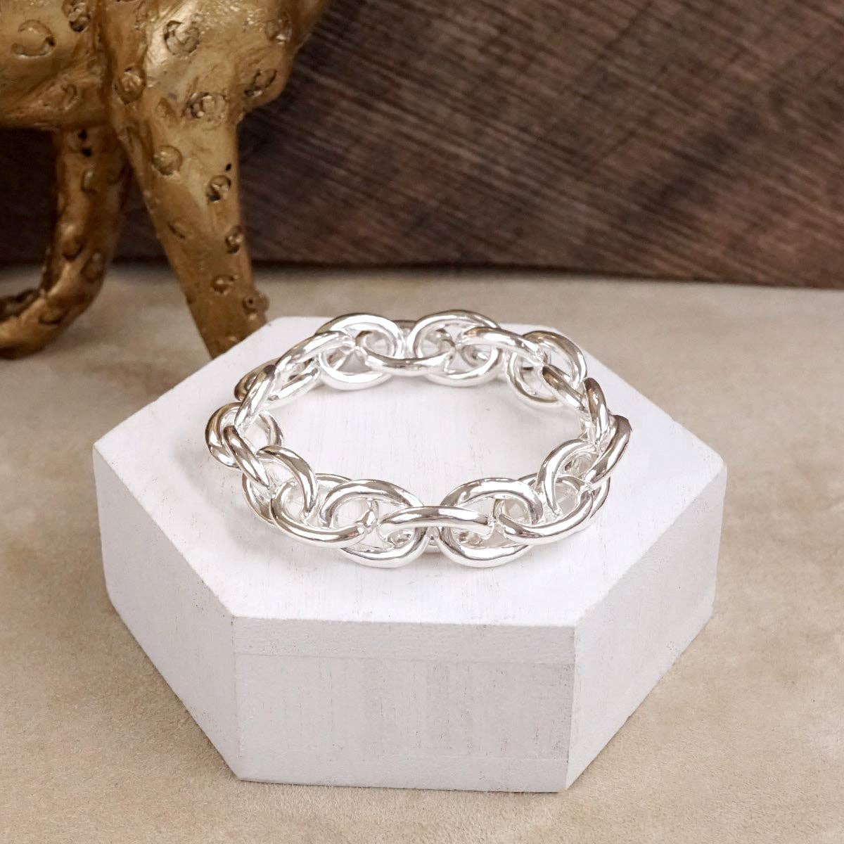 PennyLine inc - Wholesale Link & Chain Bracelet - Bold Links – Chunky Chain Stretchy Bracelet - in Gold or Silver7