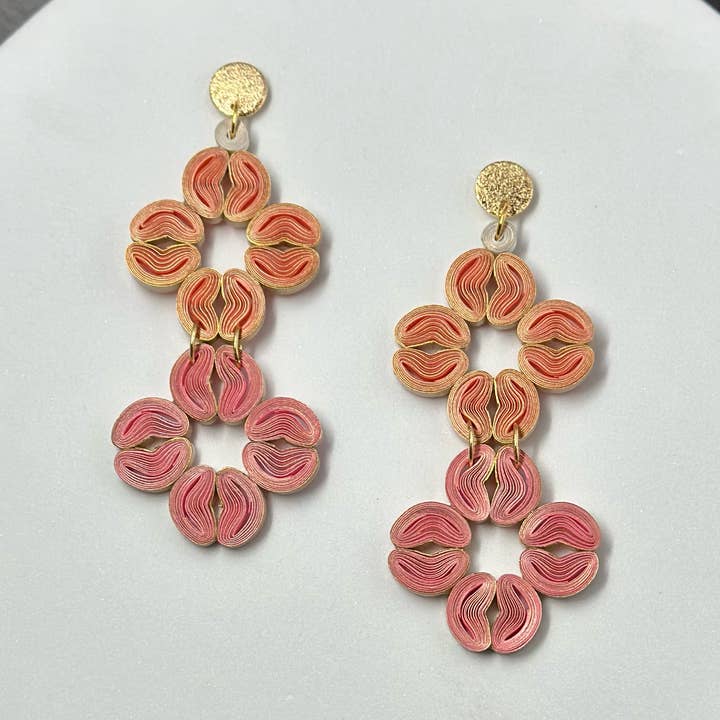 Paper Shaper by Julie - Wholesale Dangle Earrings - Cherry Blossom Flower Dangle Paper Earrings1