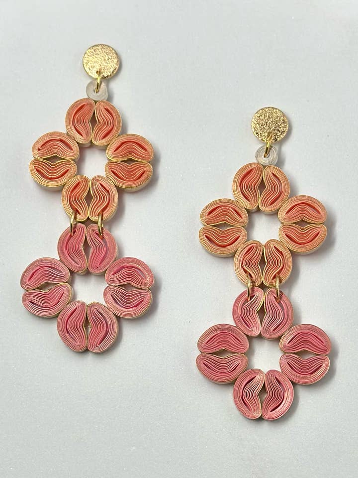 Cherry Blossom blomst dingle papir øreringe for engroshandel hos Paper Shaper by Julie