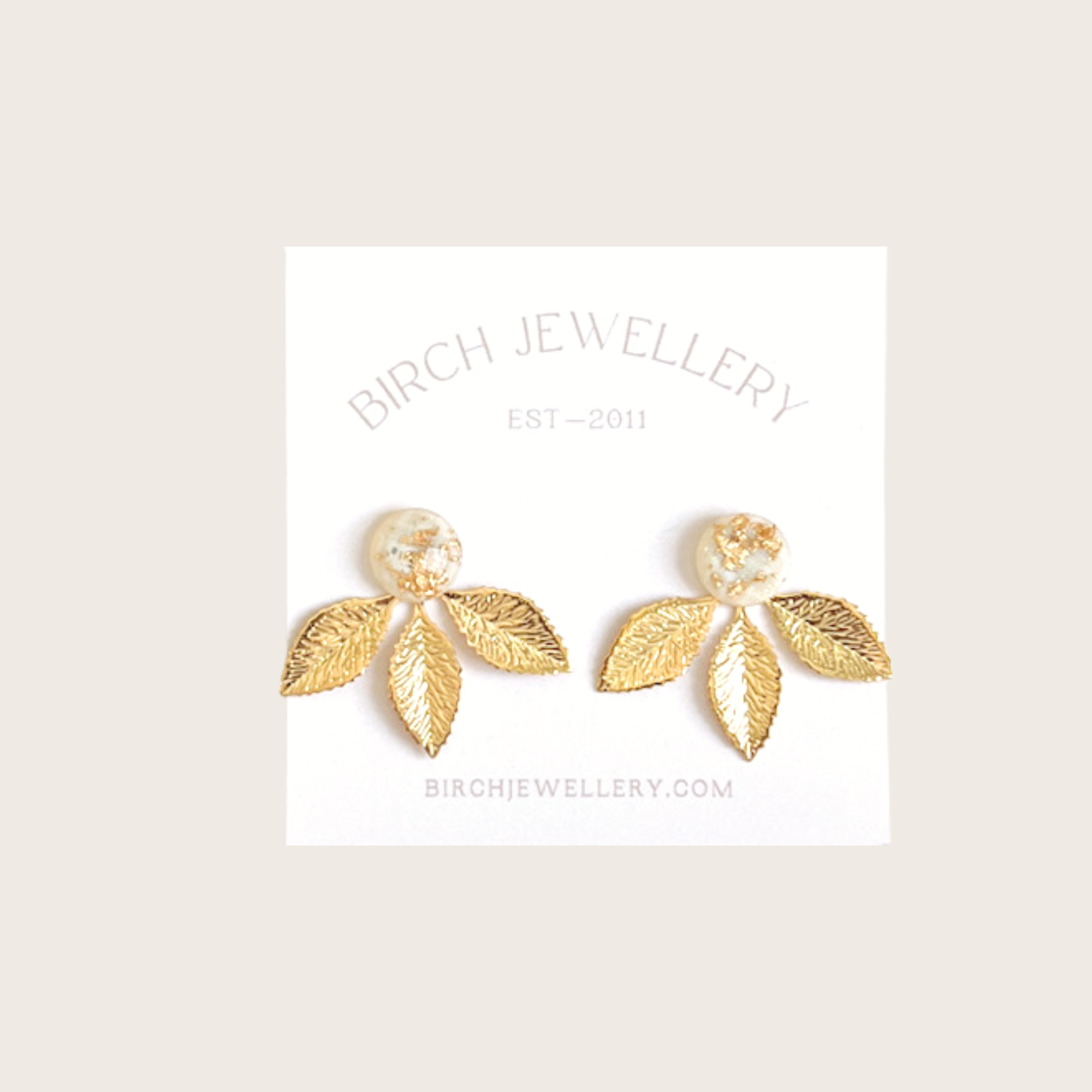 Birch Jewellery - Vente Boucles d'oreilles ear jackets/manchettes d'oreille (climbers) - Cache-oreilles en forme de feuille d'or3