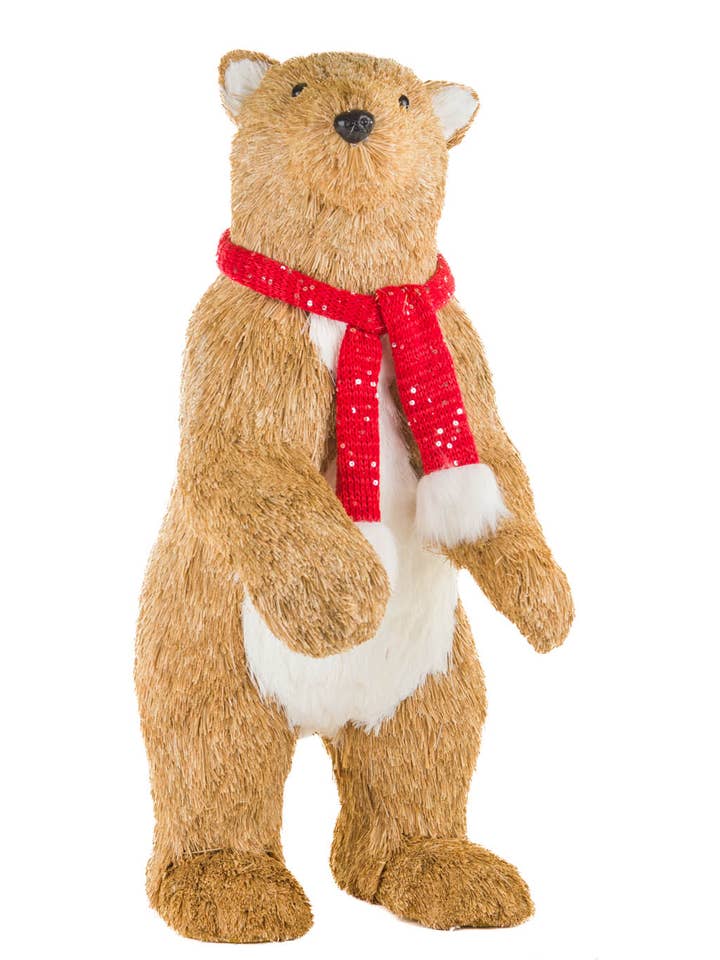 Brown/White Bear Figurine with Scarf for wholesale by Starlight Collection