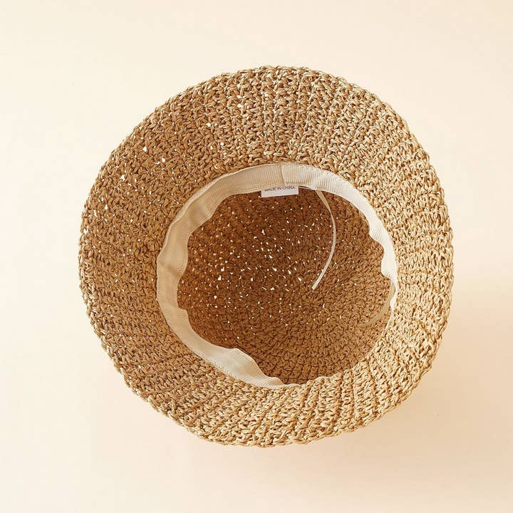 ACCITY - Wholesale Bucket Hat - Women's - PASTORAL STYLE BEACH STRAW BUCKET HAT_CWAH14161