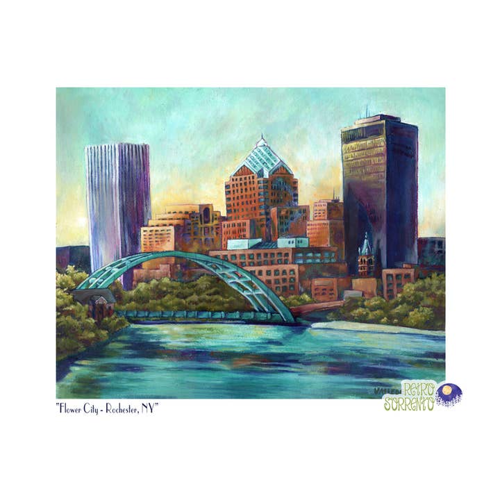 Retro Sorrento – Großhandel Kunstdruck – Rochester, NY - Skyline der Blumenstadt1