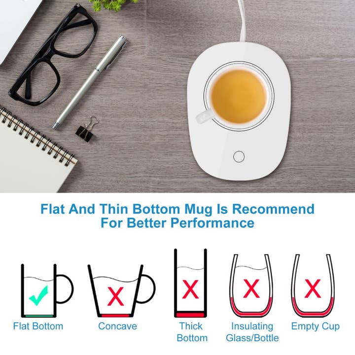White Coffee Mug Warmer Cup Warmer Auto Shut Off Coffee Tea Milk Electric Heater Pad Office Home Desk Coffee Mug Warmer for wholesale on Faire4