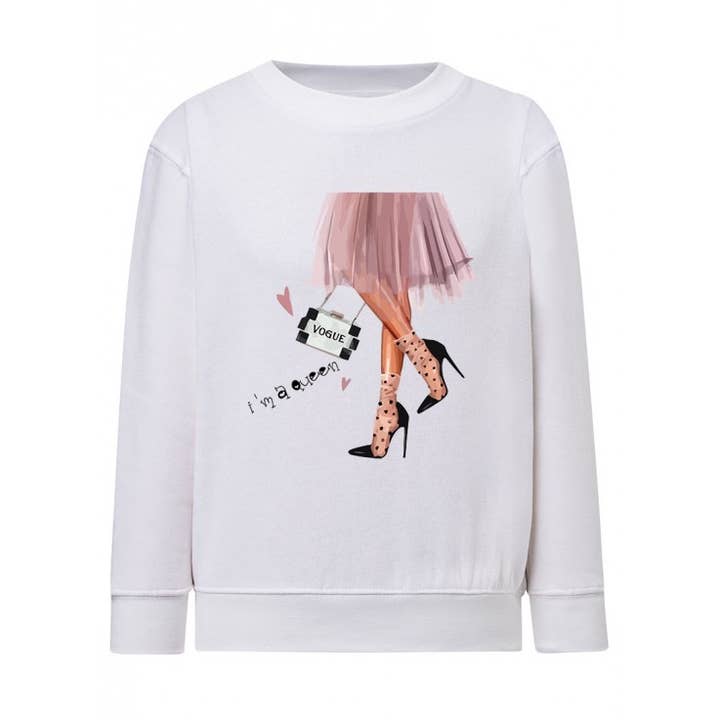 Sudadera de felpa blanca estampada I'AM A QUEEN para venta al por mayor de red white