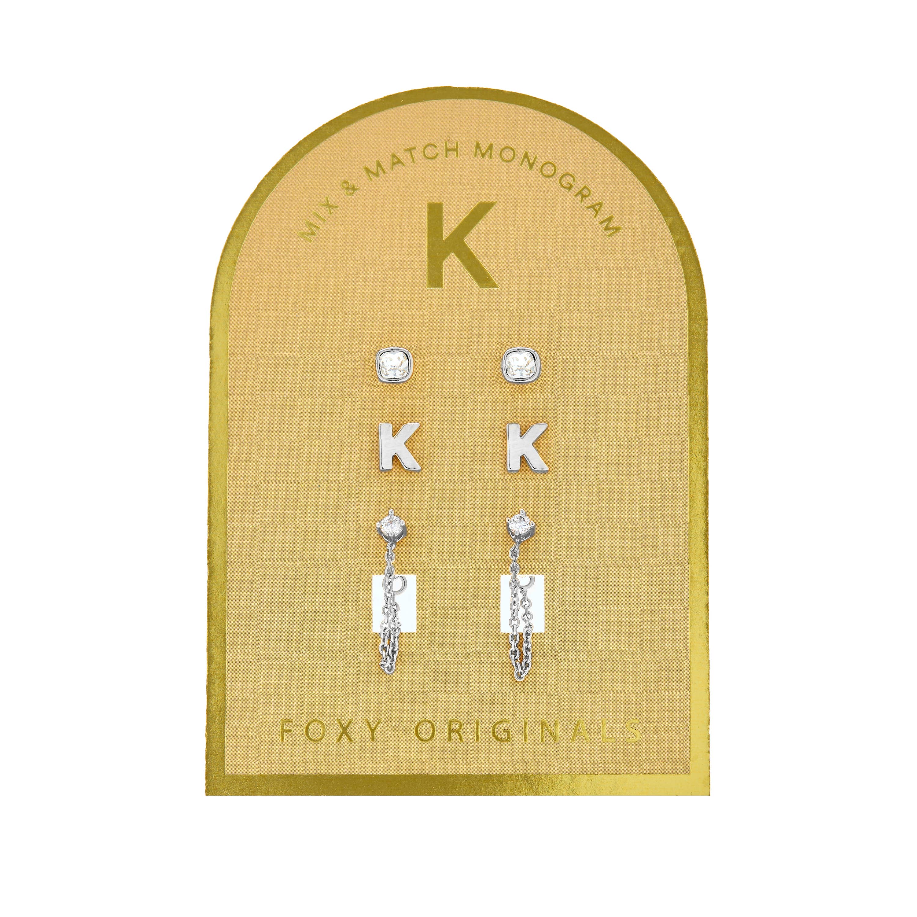 Foxy Originals - Wholesale Jewelry Set - Monogram Collection | Alphabet Mix & Match Earrings Pack12
