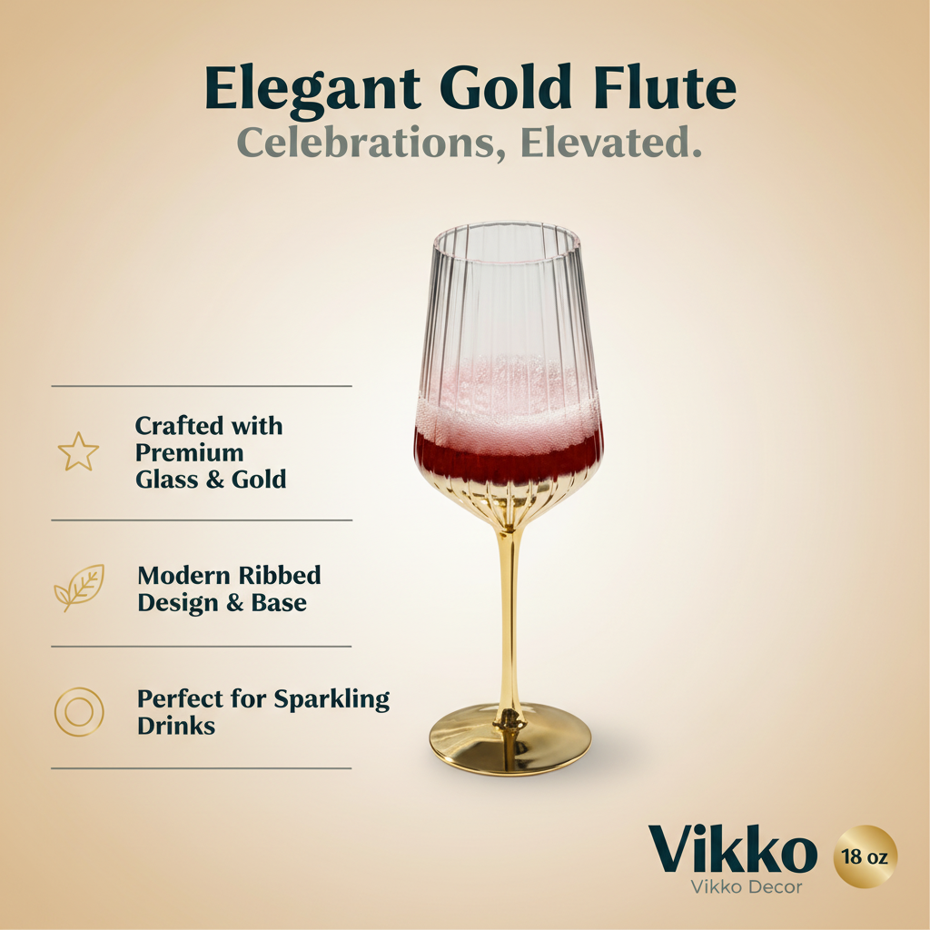 Kadra Kitchenware - Wholesale Wine Glass - Vikko Decor- Elegant, Gold, Water Glass, 18 Oz3