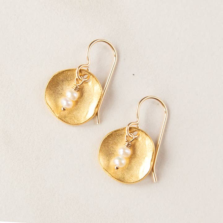 Pearl Disc Earrings for wholesale by Stowaway Jewelry