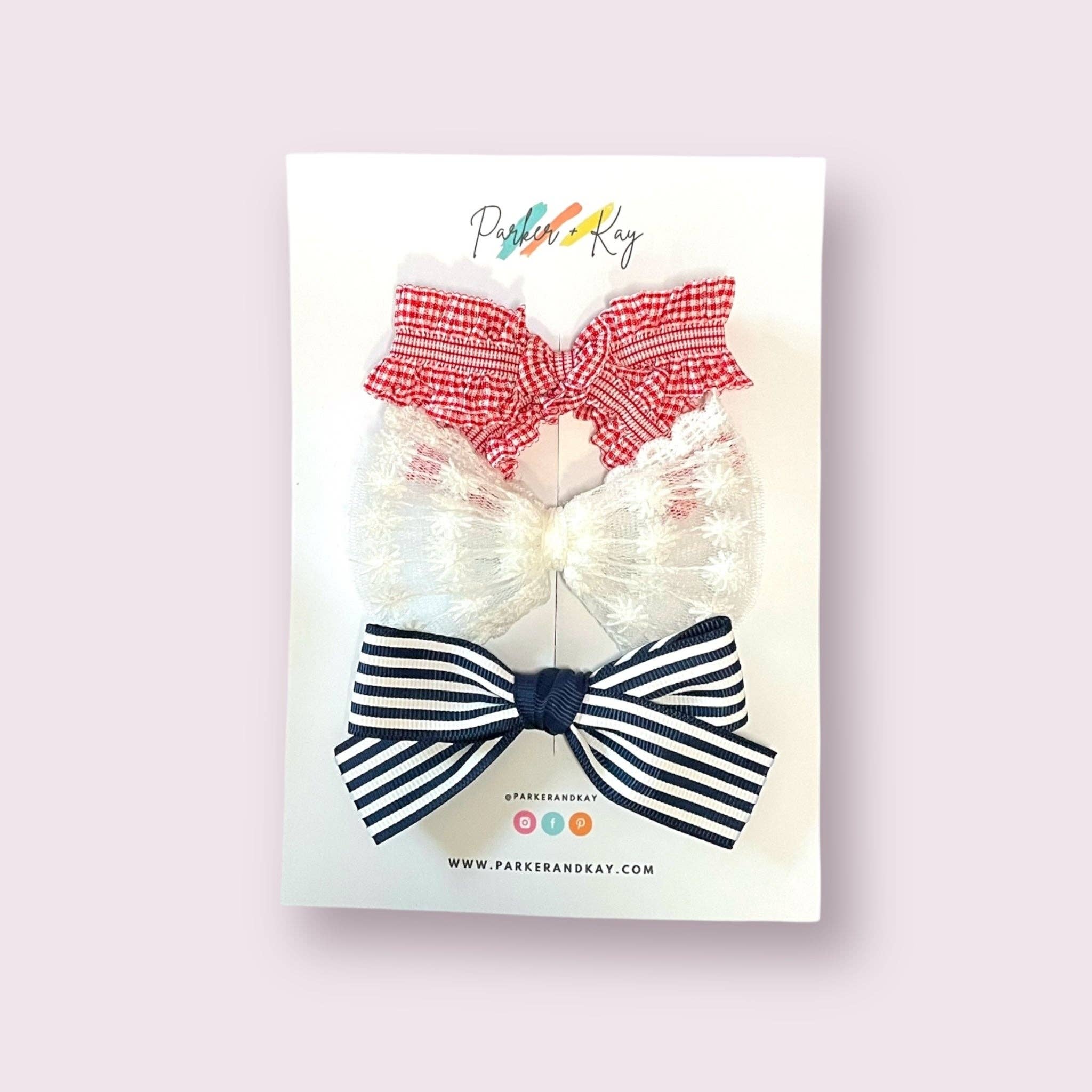 Parker and Kay Collective - Wholesale Hair Bow - Kids - Patriotic Hair Bow 3-Piece Set5