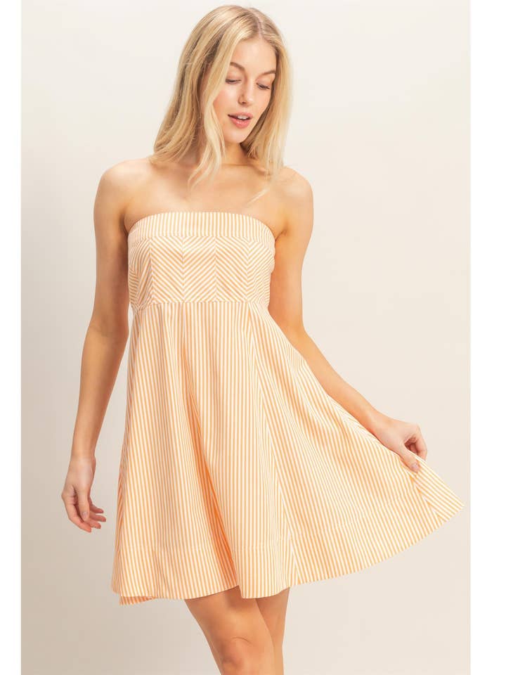 Striped Strapless A-Line Dress for wholesale by HYFVE