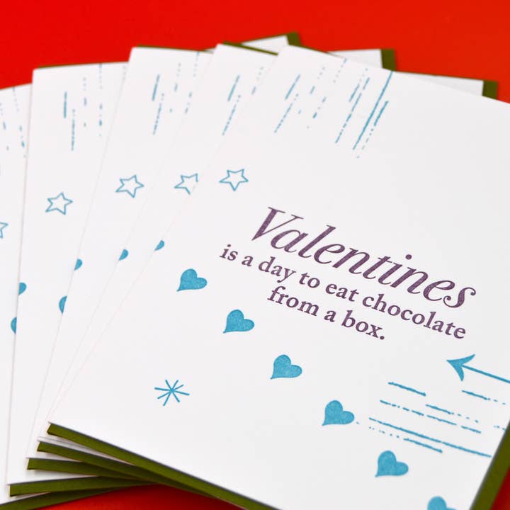 Valentinsdag - Spis chokolade fra æske kort for engroshandel hos Letterpress PLAY