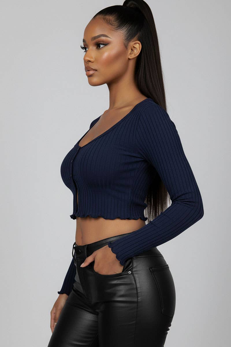 CAPELLA APPAREL - Wholesale Knit Top - Women's - Ribbed Button Front Split Long Sleeve Top16