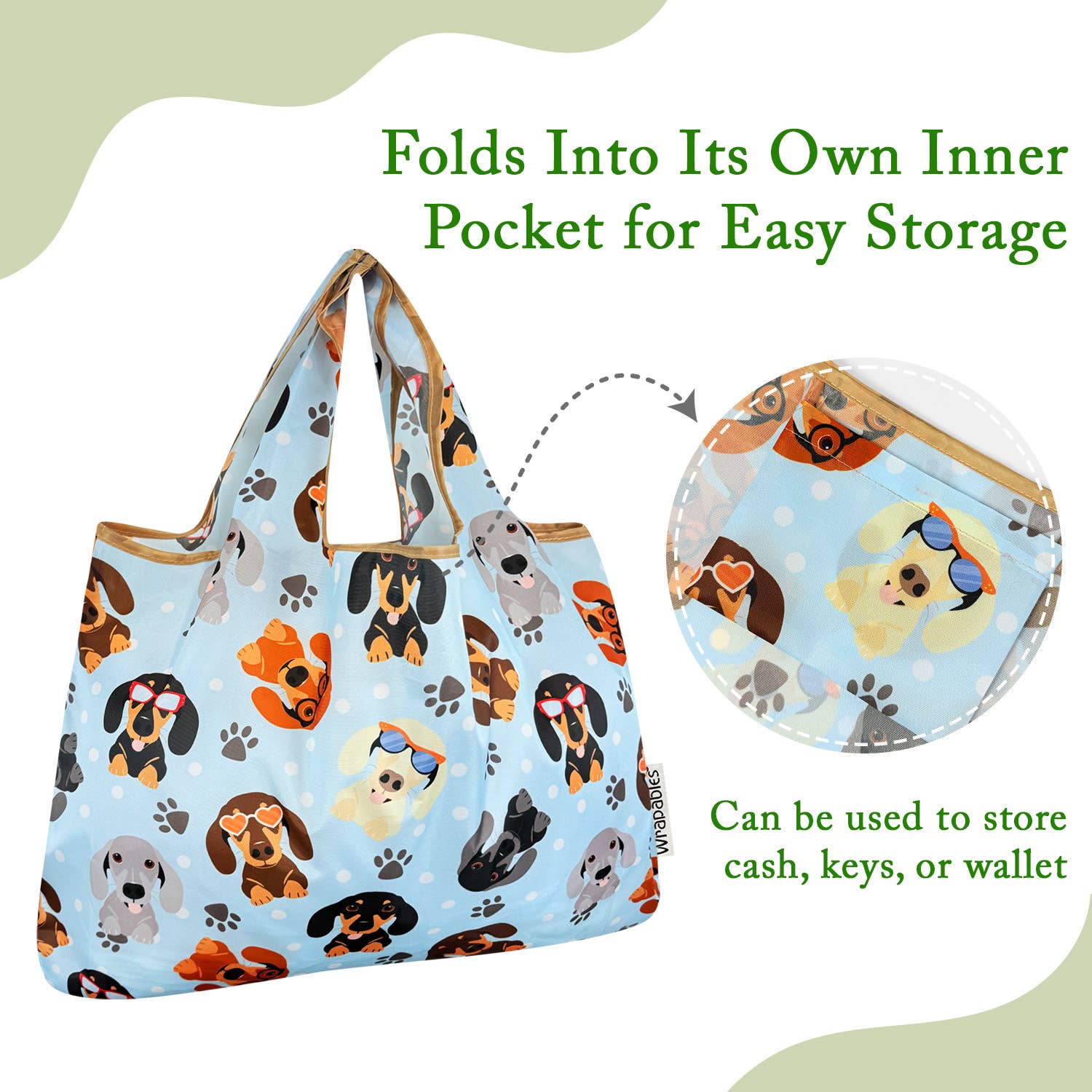 Wrapables.com - Vente Sacs de course/à provisions - Sac de courses réutilisable en nylon grand format Wrapables2