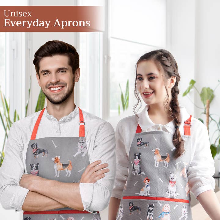 Maison d'Hermine - Wholesale Apron - Lovely Dogs Apron 100% Cotton Adjustable Neck Long Ties