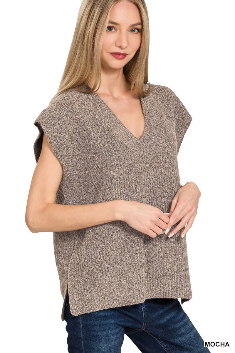 Vanilla Monkey - Vendita all'ingrosso Maglione smanicato - Donna - Gilet in maglia con scollo a V10