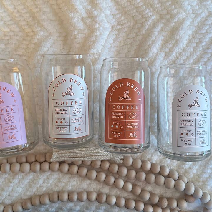 Cold Brew Coffee Label Can Glass, Aesthetic Coffee Beer Can for wholesale by Le Monge Collections, LLC