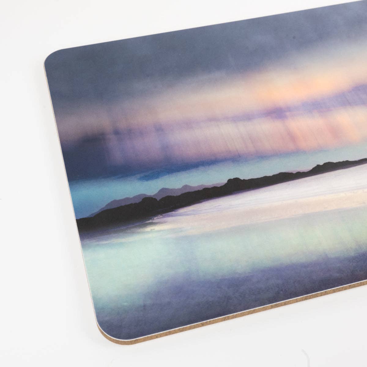 Cath Waters Scottish Landscapes – wholesale Placemat – Arisaig Aurora Cork Backed Table Mat1