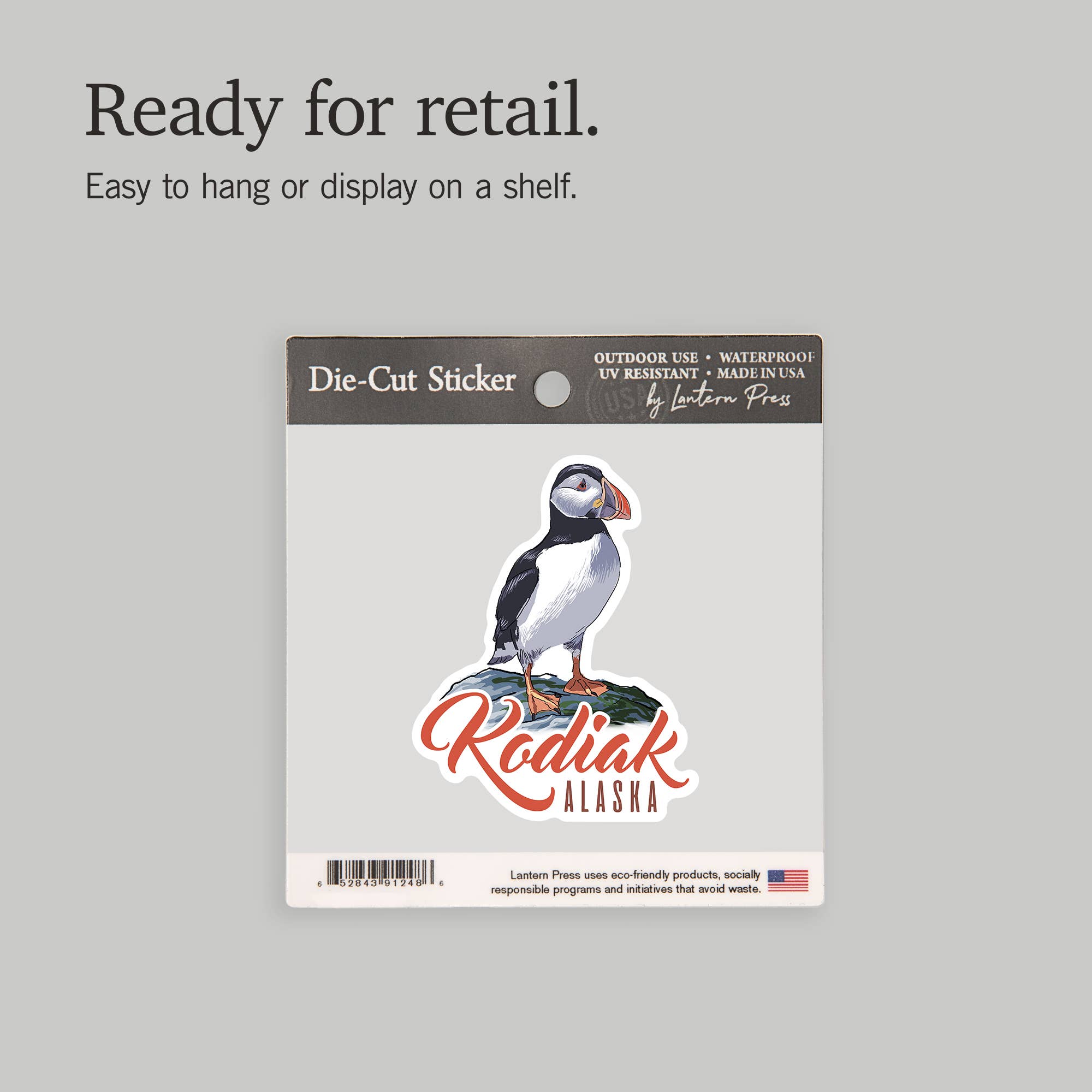 Lantern Press - Wholesale Sticker - STICKER Kodiak, Alaska, Puffin6