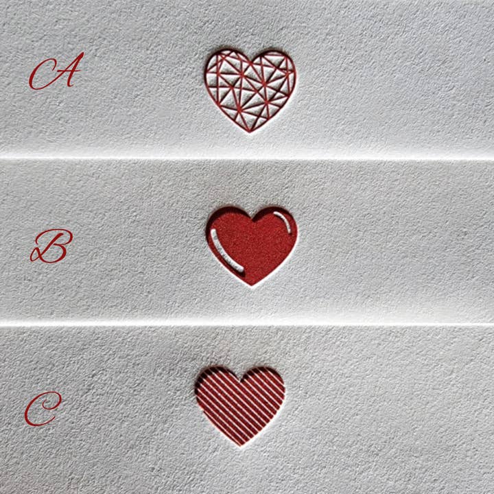 Heart Letterpress Printed Notecards on Cotton Paper for wholesale by THE 961 COLLECTIVE