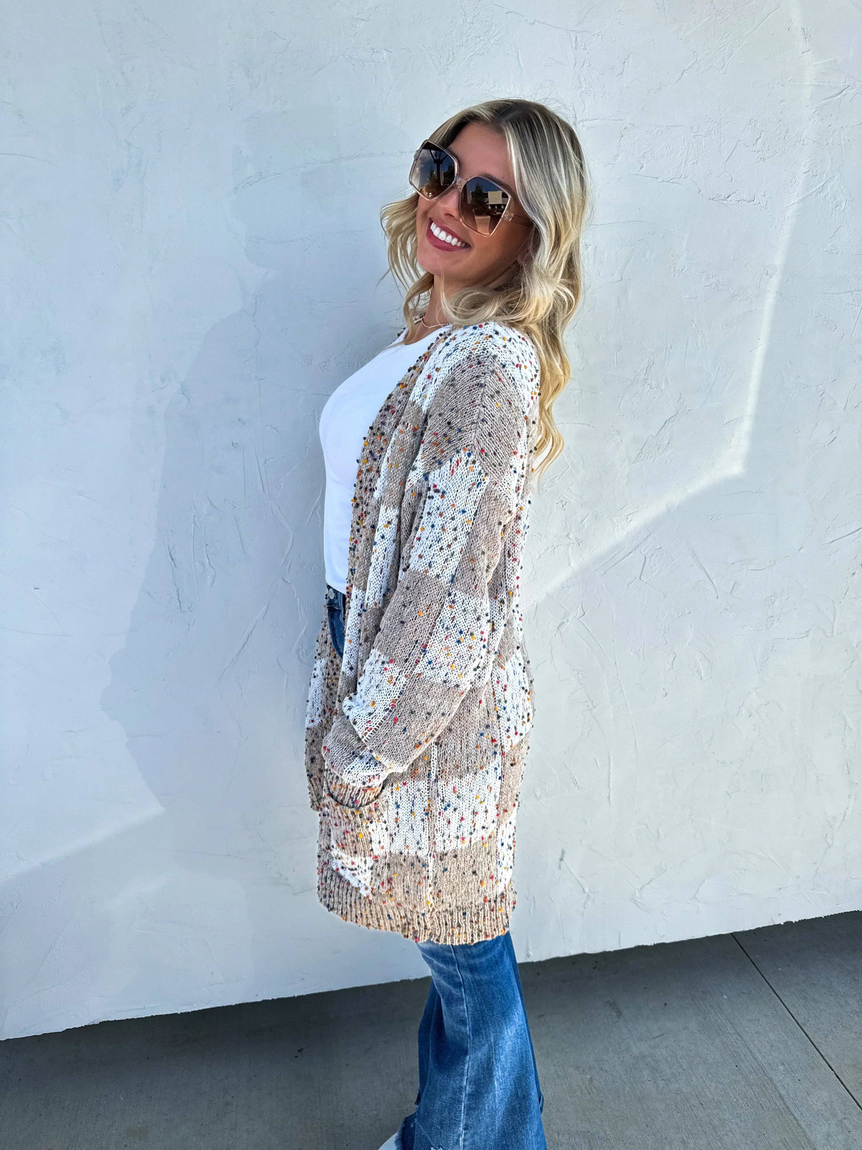 Bella Nova Style Co - Wholesale Cardigan - Women's - PREORDER: Checkered Miley Dot Cardigan in Four Colors11