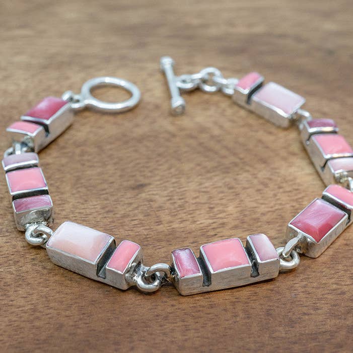 Mosaic Links Bracelet, Rose for wholesale by Corazón Sterling