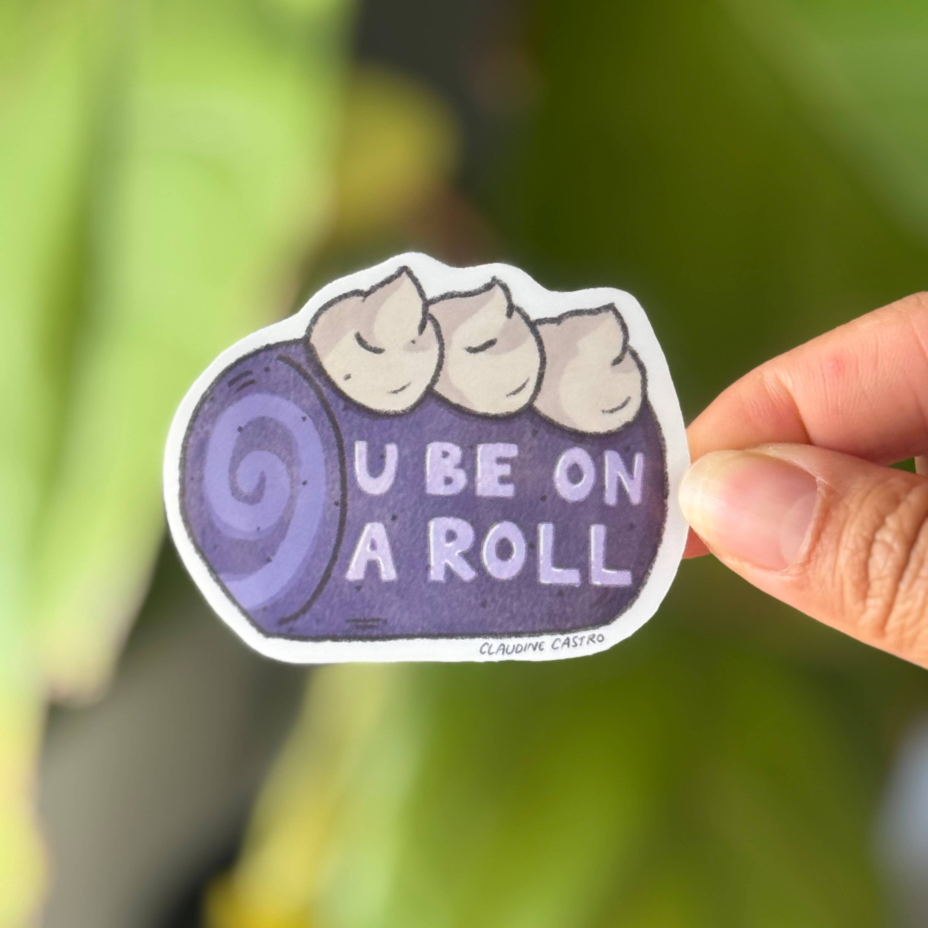 Claudine Castro Art - Wholesale Sticker - Ube Cake Roll Cute Food Waterproof Stickers, Filipino Art