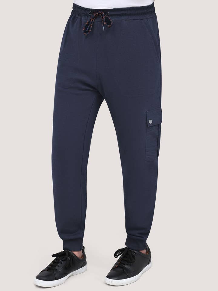 Premium Navy Textured Joggers for wholesale by Brian Oak Limited