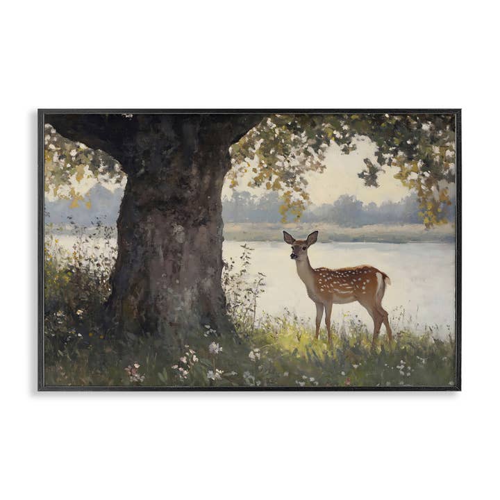 Stupell Industries - Wholesale Wall Sign - Spotted Doe by Lake - Framed Wall Art