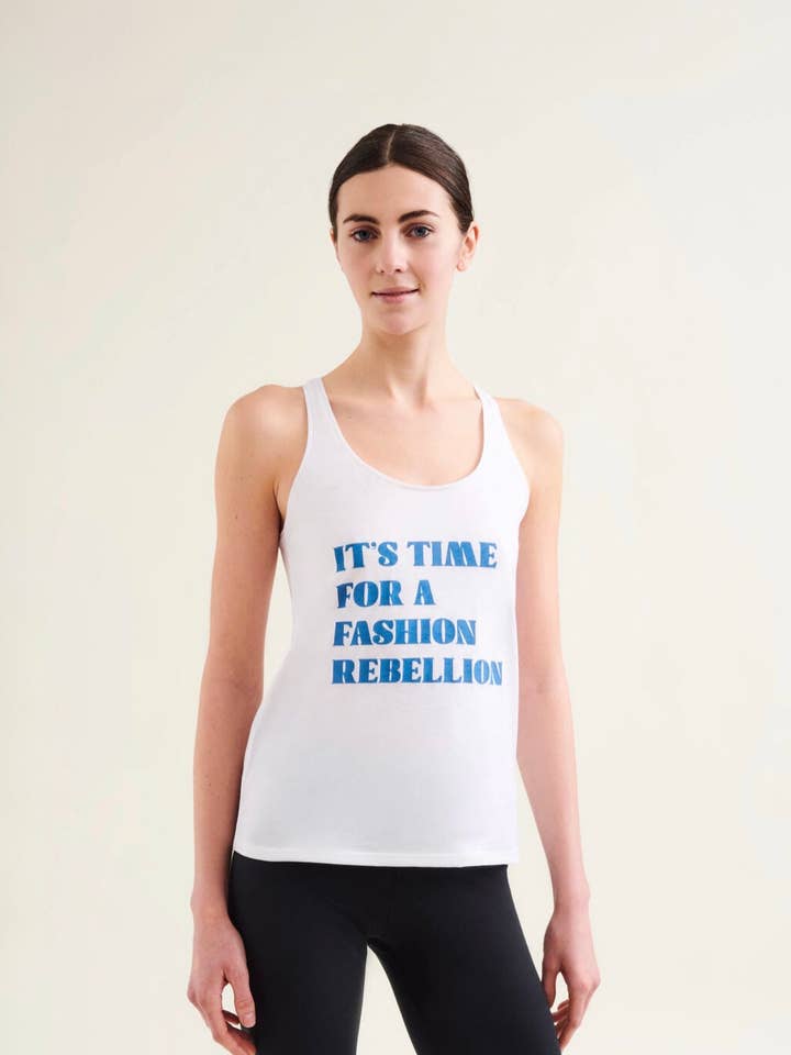 Racer Tank with Print - Diamond White for wholesale by Wellicious