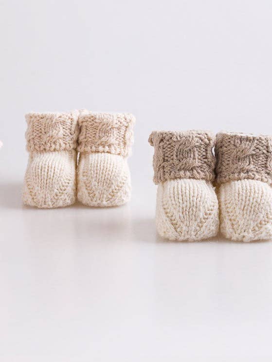 Cozy Knitted Baby Booties for wholesale by Honey and Hive