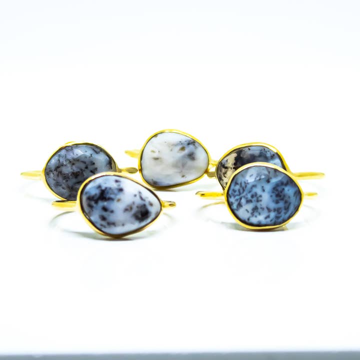 Quasar Gems USA – wholesale Band/stacked ring – Dendritic Opal Ring Sterling Silver 18K Micron2