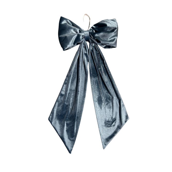 Luxe B Co - Wholesale Christmas Decoration - Dusty Blue Velvet Holiday Bows